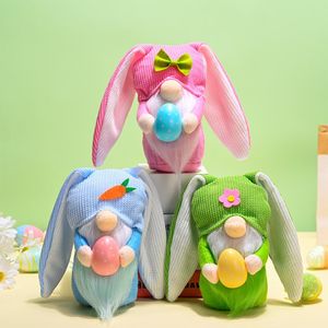 Festlig påskdekoration Handgjorda Spring Bunny Gnomes Plush dockedekor gåvor för barn/kvinnor/män söta bordsprydnader