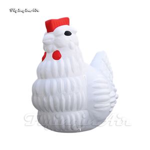 5m White Inflatable Hen Personalized Advertising Cartoon Animal Mascot Model Air Blow Up Domestic Fowl Chicken Balloon For Farm Decoration