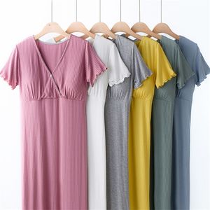 Pregnancy Sleepwear Pregnant Pajamas Mother Breastfeeding Nightgown Elegant Maternity Nursing Dress 220607
