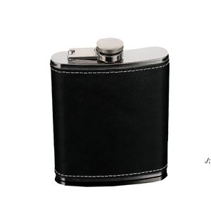 Taşınabilir Cep Paslanmaz Çelik Hip Flask Flagon Viski Şarap Pot Deri Kapak Şişe Drinkware Vidalı Kap 7 oz 8 oz Deniz BBB14801