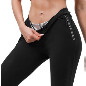 Body Shaper Pantaloni da sauna dimagranti Pantaloni Leggings per la perdita di peso Giacca con cerniera Pantalone con tasca Camicia da allenamento Sportwear 220513