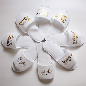 Wedding Party Brides Bridesmaid Slippers Maid of Honor Newlywed Bachelorette Disposable Slippers