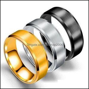 Band Rings Jewelry 20Pieces Gold Black Engagement Men Fashion Mix Size Round Stainless Steel Statement Ring For Women Dhsok