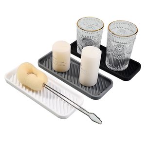 Silicone Sponges Holder Organizer Tool Kitchen Sink Tray for Sponge, Soap Dispenser, Scrubber and Other Dishwashing Accessories