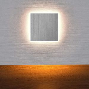 Duvar lambası kare LED ışık gömme güverte ışıkları kapalı duvar içi 3W alüminyum gece manzarası merdiven adım ve pathwallwallwallwall için