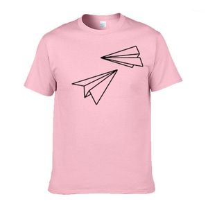 Men's T-Shirts 2022 Summer T-shirt Fun Paper Airplane Printing Pattern Casual Cotton Short-sleeved Simple Fashion