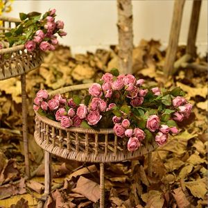 Fiori decorativi 5 teste Retro rosa fiore artificiale decorazione del tavolo da pranzo per la casa