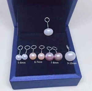 925 Silver No Ear Block 6-7-8-9-10mm Pearl Stud Freshwater Pearl Earrings White Pink Purple Lady/Girl Fashion Jewelry