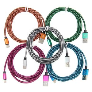 1M 2M 3M Fabric Braided Cable Type C Micro USB Data Sync Charger Cables Fast Charging For Samsung S7 S8 HTC Android Phone Wire Cord