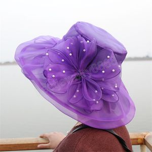 Fashion Adult Women Man Fisherman Hat Organza Wide Brim Floral Bucket Hats PVC Coupler Cap Summer Basin Cap Dress Derby Hat