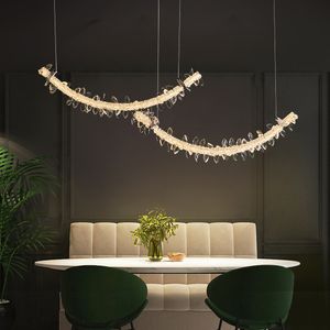 Neuer Diamant-Kristall-Bar-Kronleuchter, kreatives Design, hängende LED-Lampen, Chrom-Beleuchtungsgehäuse für Esszimmer, Wohnzimmer, Küche