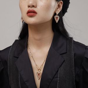 Chains Pearl Studded Love Earrings For Women On Instagram Web Celebrity Heart-shaped Chain Necklace SetChains