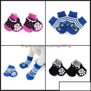 Dog Apparel Supplies Pet Home Garden 4pcs/Lote Winter Warm Socks Fashion Anti-Slip Boots para Small Puppy e Large 27 S2 Drop Delivery 2021