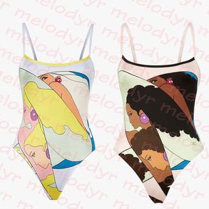 Kvinnor One Piece badkläder Summer Beach Holiday Bikini Fashion Print Designer Baddräkt