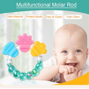 Cartoon Baby Teether-Baby Teething Stick Toddler Educational Mobiles Toys Teeth Biting Baby Silicone Rattle Teether Molar Rod
