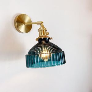 Lampada da parete Decorativa Paralume in vetro nordico Girevole Moderno Comodino in ottone Lampada a specchio a led per corridoio interno Camera da letto