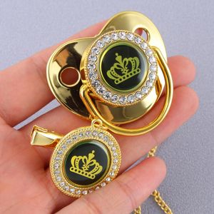 Schnuller # 7 Farben Golden Crown Bling Schnuller und Clip für Baby Junge Mädchen 0-18 Monate BPA-freie Fütterung