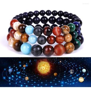 Beaded Strands Couple Galaxy Solar System Bracelet Universe Nine Planets Natural Stone Stars Earth Moon For Women Man Fashion Jewelry Lars22