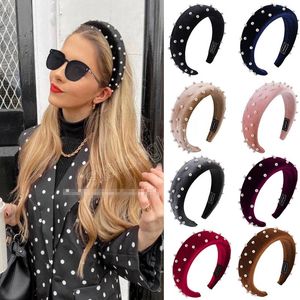 Municor de veludo sólido Mulheres da cabeça das meninas vintage Pearl Hair Bands Hair Band Band Bombas Acessórios elásticos de cabelo