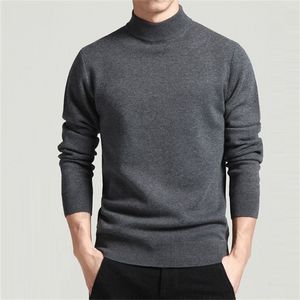 Männer Pullover Solide Pullover Mock Neck Frühling Und Herbst Tragen Dünne Mode Unterhemd Größe M bis 4XL 220811