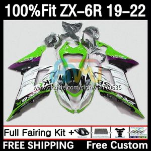 Kit carenature OEM per KAWASAKI NINJA ZX-6R ZX 636 ZX636 ZX6R 19 20 21 22 Carrozzeria 6DH.106 ZX 6R ZX-636 2019 2020 2021 2022 Telaio 600CC 19-22 Stampo ad iniezione Corpo bianco verde