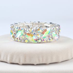 البسيطة AB Color Brand Clastal Cuff Bracelet Big Wide Stretch Bangle Homps for Women Wedding Accesorios W220427