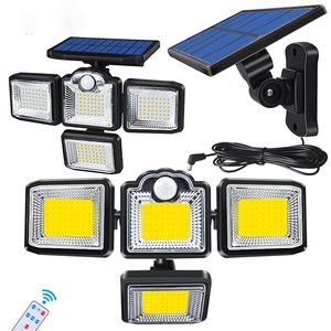 Solrörelse lampor 192/198 LED/COB Solar Light utomhus inomhus justerbar vinkeldekorationsbelysning för garageträdgård hemvägg