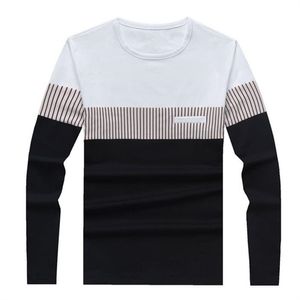 T Shirt Men Cotton Long Sleeve O Neck Striped s Fahion Patchwork Caual Slim Fit Man Brand Clothing 220325