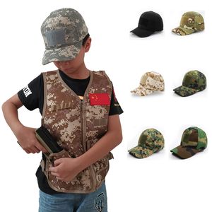 القبعات في الهواء الطلق من 8 إلى 14 سنة أطفال chirdren الجيش التكتيكي Cap Sport Snapback Stripe Caps Camouflage Hat Airsoft المشي لمسافات طويلة البيسبول قبعة البيسبول