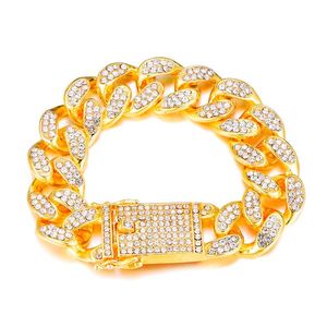 Collari per cani Guinzagli 20mm Strass lucidi pesanti Miami Curb Cuban Chainbpet Collare per gatti Gioielli in metallo solido con accessori Pitbull diamantati