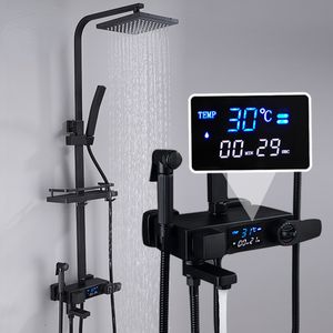Thermostatic Digital Display Shower Faucet Set Mxer Crane Shower Bath Faucet Bathtub Shower Mixer Taps Bidet Faucet