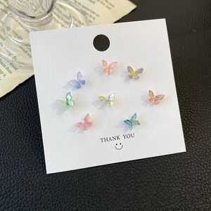 Enkel färgglad fairy stereo fjäril studörhängen för kvinnor mini söt hypoallergeniska fjärilar örhänge party smycken d3