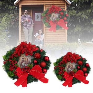 Decorative Flowers & Wreaths Sacred Christmas Wreath With Lights Artificial Front Door Wall Hanging Decor Home DecorDecorative