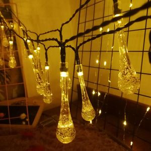 Strings LED Fairy Water Drop Garden Courtyard Solar Lights String Outdoor Waterproof Christmas Party Wedding Home DecorationLED