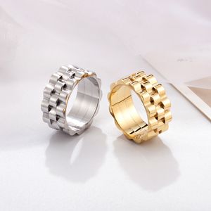 Designer Rings 14k Titanium Steel Hip Hop women's ring European and American Tank Gear Ring
