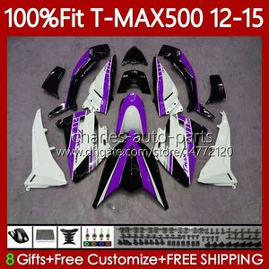 هيئة حقن Yamaha Max-500 TMAX MAX 500 2012-2015 Bodywork 113NO.106 TMAX-500 Purple White T-MAX500 TMAX500 12 13 14 15 15 T Max500 2012 2013 2014 2015 OEM Fallsings