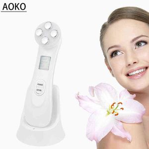 AOKO Portable EMS RF Macchina per la bellezza del viso LED Photon Device Face Lift Skin Stringere la rimozione delle rughe Cura Massaggiatore faicale 220512