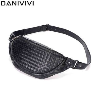 Brand Designer Fanny Pack Banana Wasit Bag Men Leather Woven Belt Wallets Money Phone Pocket Pouch Fashion Hip bum 220610