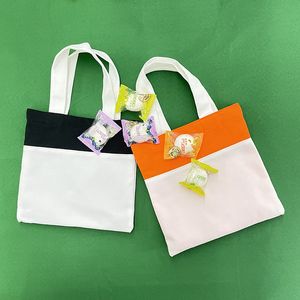 Sublimation canvas tote bag candy bags polyester 100% thick handbag with handle for Kids party Goodie DIY printing