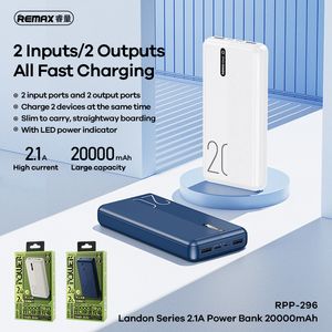 Remax Power Bank RPP-296 20000mAh 5V 2A Fast Charging Powerbank LED Display Portable External Battery Charger with retail box