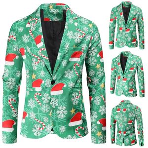 Men's Suits Blazers Mens Button Luxury Floral Printed Christmas Suit Night Club Stage Wedding Social Casual Suit Casual Men Blazer Jacket 220826