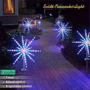 LED Solar Fireworks Light Outdoor Meteor Horse Lamp Garland IP Waterproof String Lights Garden Lawn Street Decor Christmas J220531