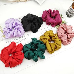 Novas mulheres de chegada Mulheres lindas faixas de cabelo de cetim Bright Color Hair Scrunchies Girl's Tie Acessórios de Ponytail Holder 20pcs