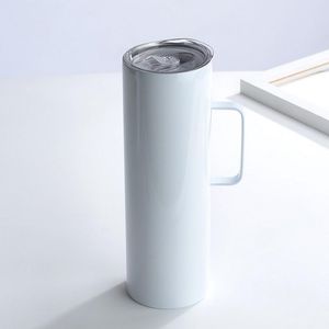 Lokal lager sublimering tumbler med handtag 20oz blank tumblers förseglade lock rostfritt stål reser muggar Dubbel isolerade bärbara vatten öl Tea Flaskor B1