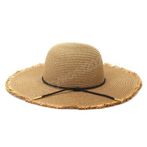 Simple Summer Big Brim Floppy Straw Hats For Women Outdoor UV Protection Beach Hats Foldable Sun Shade Cap