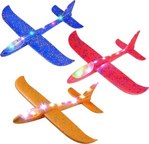 48 cm LED Light Up Flight Mode Glider Aircraft Flying Toys for toddlers Outdoor Hand Throwing Gliders EPP Foam Plane with light