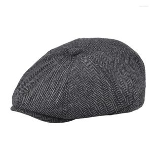 Boinas de lã tweed sboy bonm homens mulheres sarretas berretbone 8 painel gatsby chapéu 111berets wend22