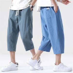 Letnie swobodne spodnie męskie dzika bawełna i lniane luźne lniane spodnie koreański trend w stylu Ninpoint proste spodnie 220524