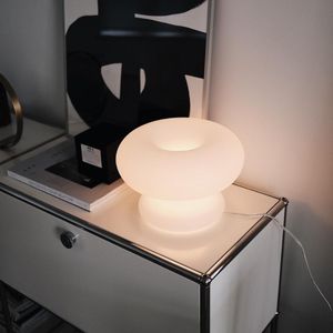 Lampy stołowe białe szklane kółko lampa sypialnia salonu