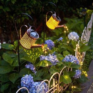 Солнечная светодиодная легкая световая водопоя лампа Свещая Стоя Стоя Садовая украшение наружные украшения для украшения сада во дворе J220531